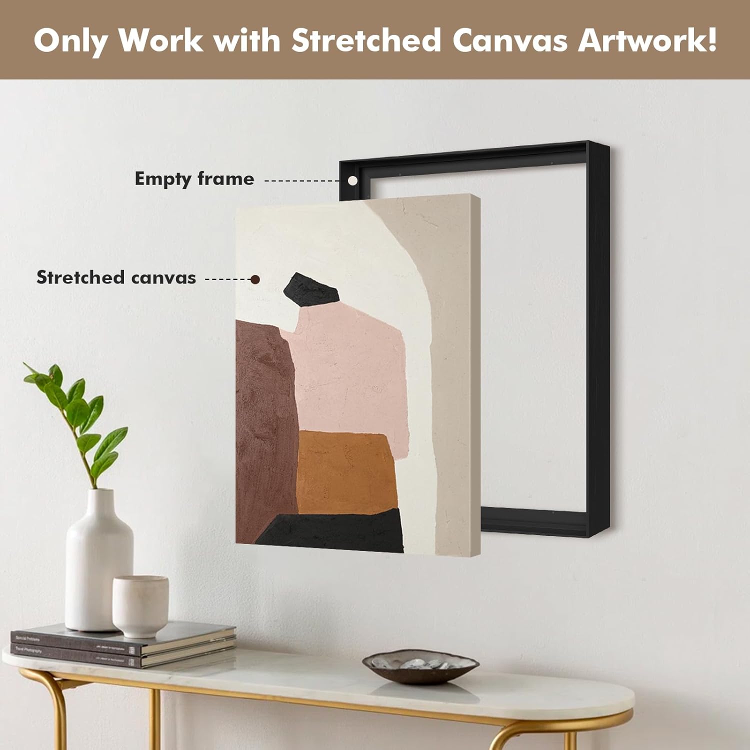 Floating Frame for 30x40 Canvas Paintings, DIY Metal Canvas Frame with 1.5 Deep for Oil Paintings Portrait Landscape Living Room Home Office Wall Art Decor (Black)